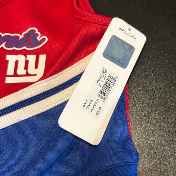 NY Giants Toddler Cheerleader Dress 4T NWT NFL Team Apparel Red Blue - Picture 2 of 5